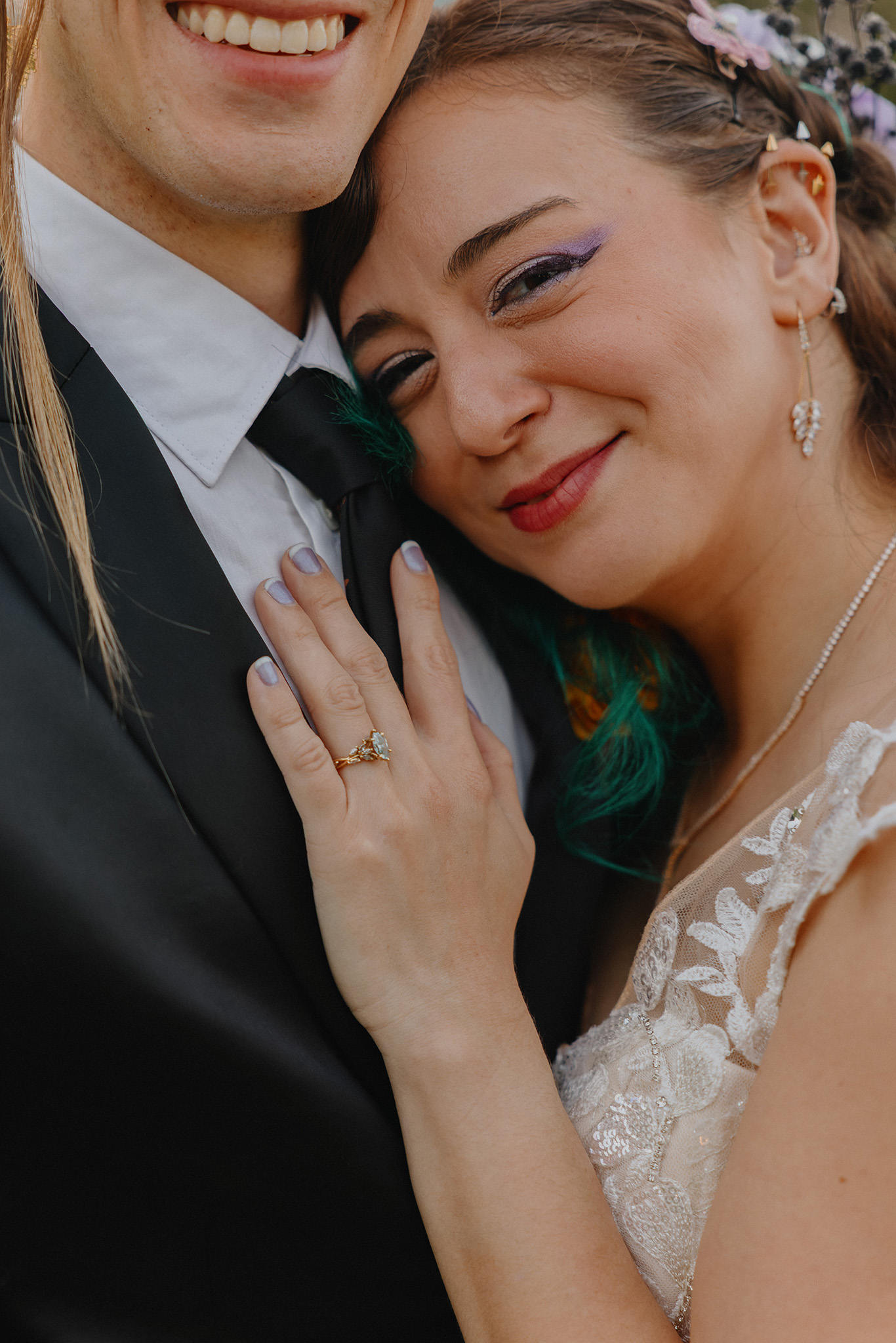 Intimate black and white wedding portrait of a couple in Boston